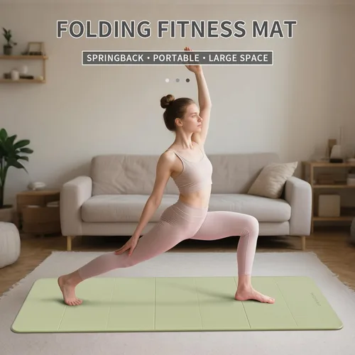Miniatura 2 de Estera de Yoga de 7 Pliegues 177.8x61 cm - 1.27 cm de Grosor Estera de Ejercicio Plegable, Compacta Antideslizante de TPE para Viaje, Verde hierba +