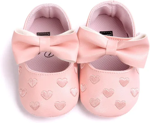 Miniatura 2 de RVROVIC Zapatos de bebé para niñas, suela suave, zapatos planos Mary Jane, vestidos de princesa, zapatos de poliuretano lindo lazo precaminante