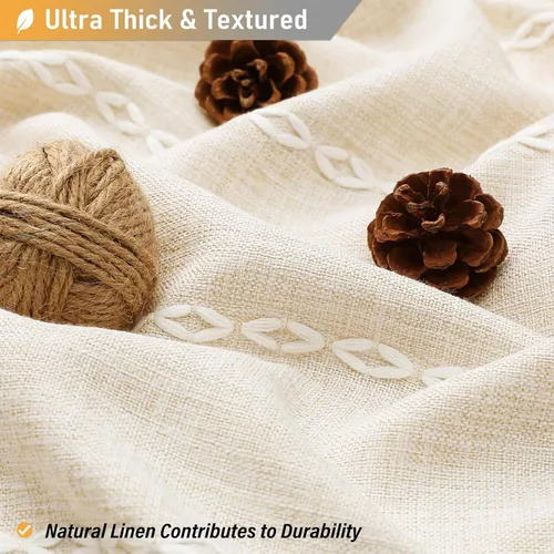 Miniatura 2 de BTTN - Cortina de ducha bohemia para cubículo de 36x72 - Juego de cortina de lino estrecha ultra gruesa con rayas y borlas, con 6 ganchos, cortinas