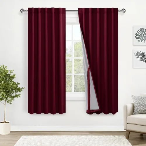 Miniatura 69 de XWZO Cortinas blancas 100% opacas con alzapaños, 2 capas gruesas completamente sombreadas con bolsillo para barra y pestaña trasera, cortinas