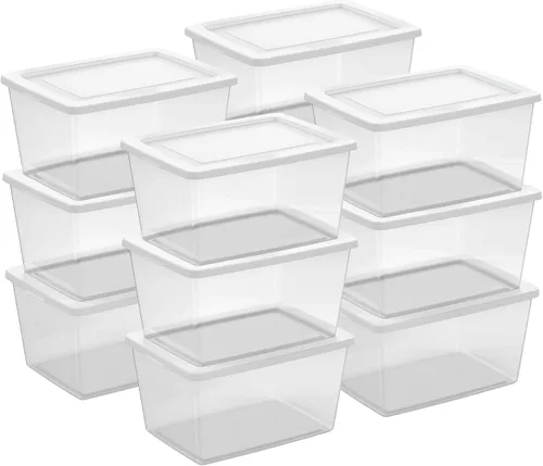 Miniatura 24 de Sterilite Paquete de 8 contenedores apilables con tapa, diseño de plástico transparente, 90 cuartos de galón