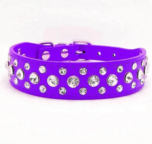 Miniatura 8 de Collar para perro con diamantes de imitación, de piel sintética, con diamantes de imitación, collar de cachorro para mascotas, gatos, color negro