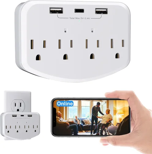 Cámara WiFi 1080P, cámara de pared con detección de movimiento, grabación de bucle de tarjeta SD gratuita, alertas de aplicación, sin audio, cámaras
