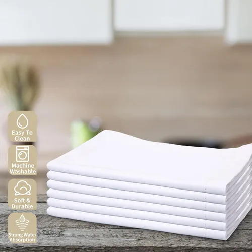 Miniatura 6 de Mixweer 6 toallas de mano de lino blanco con dobladillo de 14 x 22 pulgadas para bordar, paños de cocina para baño, cocina y hogar