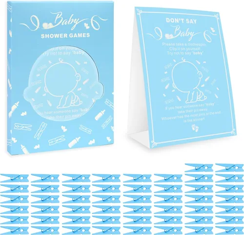 Juego Don't Say It, suministros de juegos de ducha de género neutro para niños y niñas, no necesita preparación, juegos de fiesta para futuros Azul