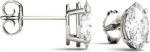 Miniatura 2 de Aretes de oro blanco de 14 quilates de moissanita de Charles & Colvard de 0.315x0.157 in marquesa 1.00cttw DEW