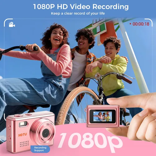 Miniatura 4 de HOTU Mini cámara digital con llavero, mini cámara Y2K de tamaño bolsillo, cámara pequeña de 2 MP 1080P con tarjeta de 8 GB, grabadora de video