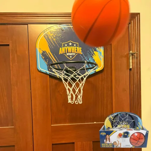 Miniatura 8 de Anywhere Sports Juego de baloncesto silencioso y aro – Sobre la puerta, juego silencioso para niños, fácil montaje con clip, incluye baloncesto