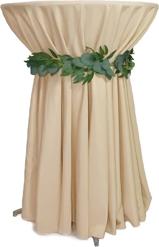 Miniatura 2 de YOUR CHAIR COVERS - Mantel redondo de poliéster prémium de 120 pulgadas - Mantel de lino color champán para mesas redondas estándar