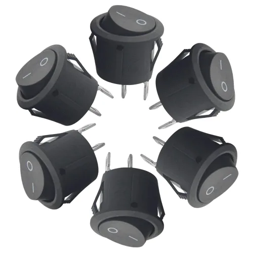 Miniatura 2 de 20 interruptores basculantes redondos de encendido y apagado de 2 pines SPST para barco, AC 6A/125V 10A/250V con cable pre-soldado para automóvil