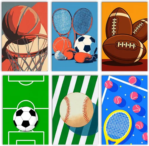 Miniatura 31 de Aihonmin Pintura por números, tema de baloncesto, kit de pintura al óleo para niños y adultos, pintura de dibujo de 16 x 20 pulgadas, pigmento Bola