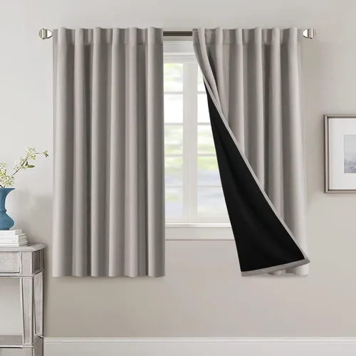Miniatura 28 de H.VERSAILTEX Cortinas 100% opacas para dormitorio con forro negro, cortinas de oscurecimiento de habitación completa, con aislamiento térmico