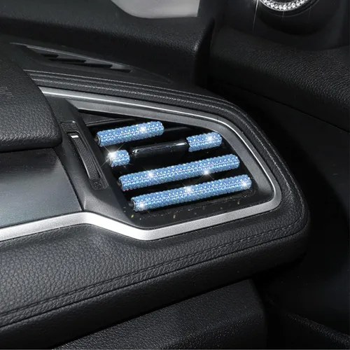Miniatura 6 de 10 piezas de adornos brillantes para rejillas de ventilación del automóvil, tira de decoración con diamantes de imitación para rejillas