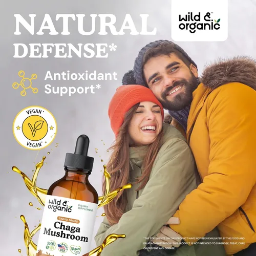 Miniatura 2 de Wild & Organic Suplemento de hongos Chaga – Apoyo inmunológico, digestivo y energético – Tintura de Chaga de rápida absorción – Añadir a gotas
