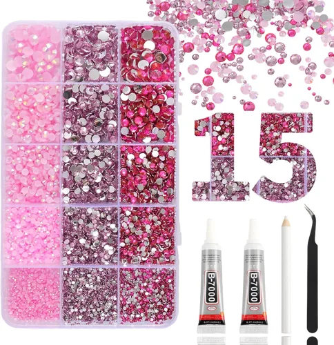 Miniatura 9 de 15000 diamantes de imitación con parte trasera plana para manualidades, cristales de colores mixtos de 0.118 pulgadas, gemas de resina con purpurina