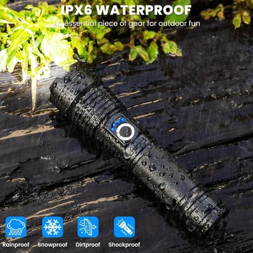 Miniatura 4 de Linterna recargable de 99,000 lúmenes - Paquete de 3 linternas LED brillantes con 5 modos, linterna impermeable de mano para camping, hogar, exterior
