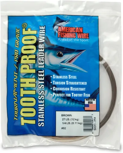 Miniatura 21 de AFW Alambre Líder Duro de Una Hebra de Acero Inoxidable a Prueba de Dientes - Brillante y Camuflaje para Tiburón, Barracuda, Caballa Real, Wahoo