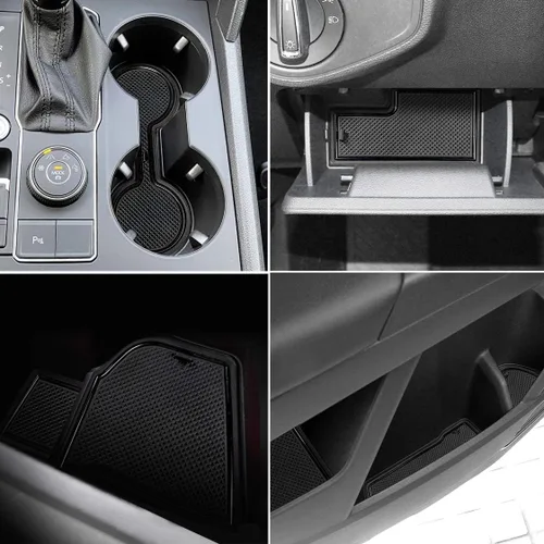 Auovo Portavasos para puerta para Volkswagen VW Atlas Accesorios 2023 2022-2018 Interior personalizado para consola de automóvil, portavasos de Negro