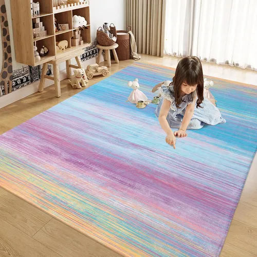 Miniatura 14 de USTIDE Butterflys Alfombra para Niños 5X7/55"x78" Alfombra de Área Lavable a Máquina para Dormitorio de Niñas Alfombra Suave para Sala de Estar Sala