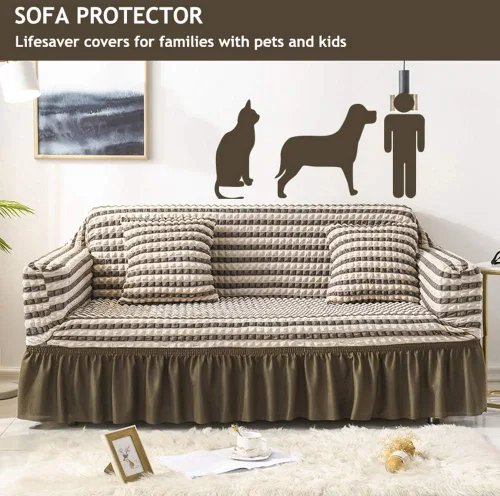 Miniatura 3 de Stretch Spandex Sofa Slipcovers,Loveseat Couches Covers with Skirt,Non Slip Soft Durable Removable Machine Washable T-Cushion Armchair Furniture