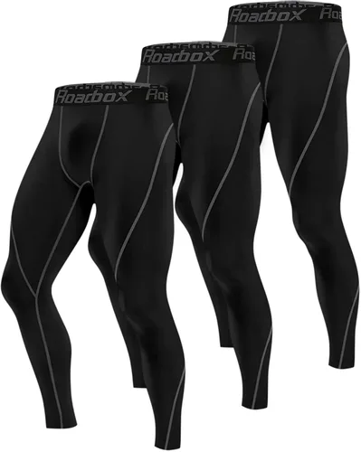 Roadbox - Paquete de 1, 2 o 3 pantalones de compresión para hombre con capa base atlética, leggings ajustados para correr, yoga y baloncesto