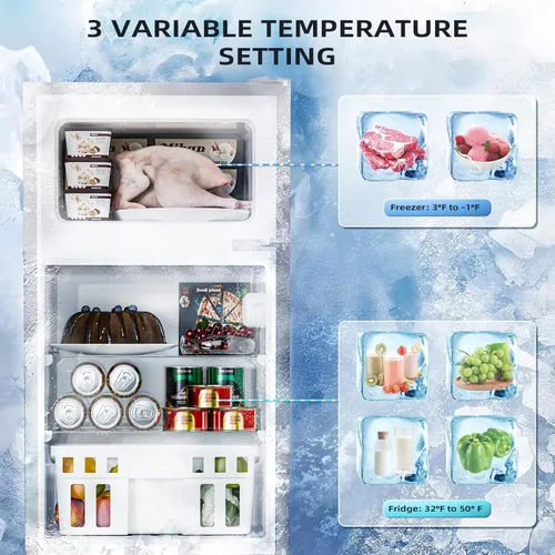 Miniatura 7 de Antarctic Star Refrigerador compacto de 3.1 pies cúbicos con congelador, mini refrigerador de 2 puertas con estantes extraíbles ajustables