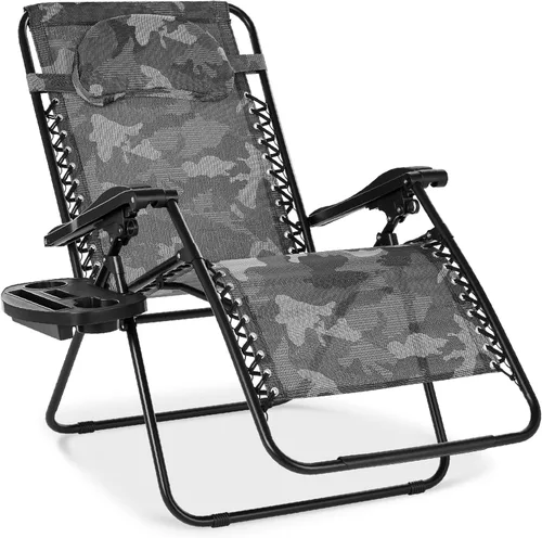 Miniatura 32 de Best Choice Products Silla de gravedad cero de gran tamaño, plegable para patio al aire libre, reclinable, con soporte para tazas, bandeja de Verde