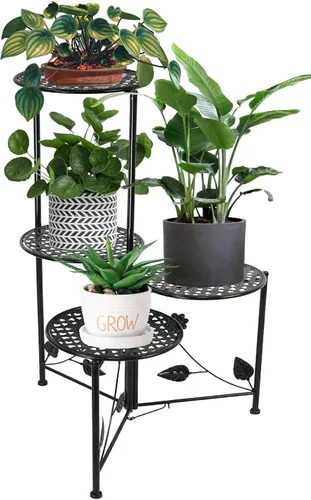 NAKUPE Soporte para plantas de interior y exterior, 3/4 niveles de 30 pulgadas de alto, estantes portamacetas de metal para múltiples plantas,