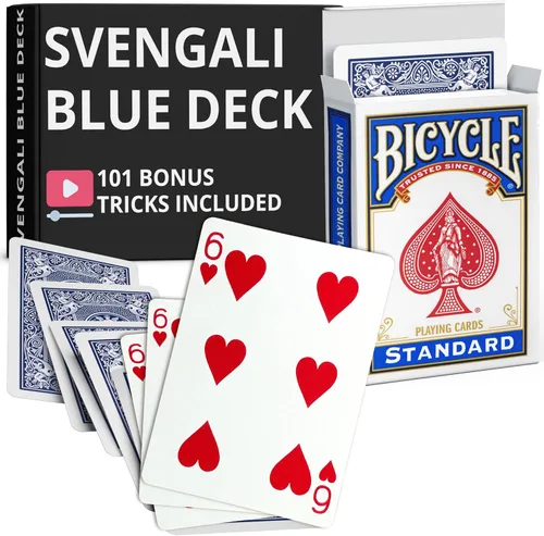 Miniatura 44 de Ted's Sterling Magic Precision Blue Rider Back Bicicleta Svengali Deck con instrucciones para más de 100 trucos (2 de clubes)