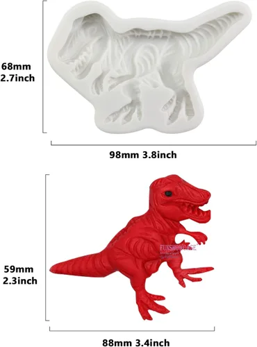 Miniatura 2 de Funshowcase Molde de silicona para fondant de dinosaurio Carcharodontosaurus 2.6inch