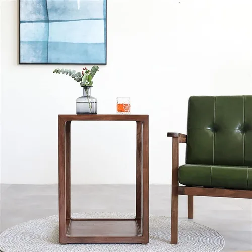 Miniatura 2 de Mesa auxiliar cuadrada para decoración del hogar, mesa de esquina de madera, sala de estar, sofá de doble capa, pequeña mesa de centro