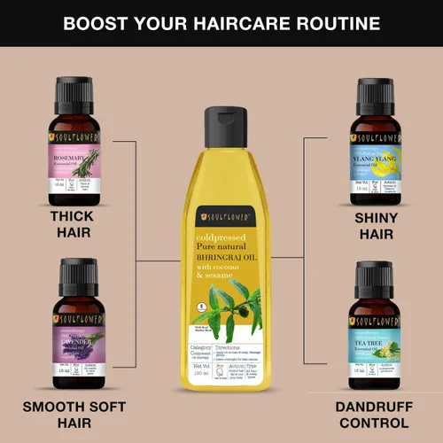 Miniatura 7 de Soulflower Bhringraj - Aceite para el cabello 100% puro, natural, cuero cabelludo refrescante Coco, sésamo 4.1 fl oz