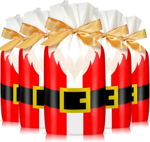 Miniatura 10 de Funrous Bolsas de Favor con Cordón de Navidad Bolsas de Plástico para Dulces y Golosinas de Navidad para Niños Cumpleaños Envoltorio de Aperitivos