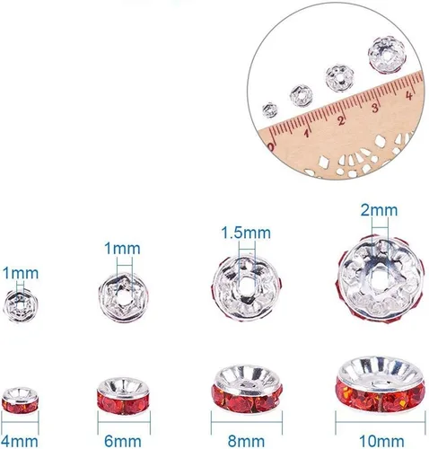 Miniatura 3 de Allb - 100 cuentas separadoras estilo Rondelle de 6mm, chapadas en plata, con cristal checo de rinestone para hacer joyas; cuentas sueltas para Negro
