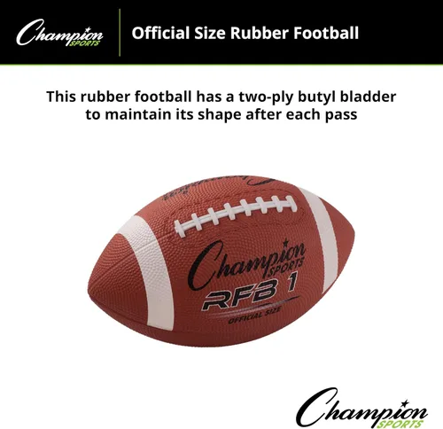 Miniatura 5 de Champion Sports Rubber Football Durable All-Weather Football with Enhanced Grip - Backyard Play & Training Pee Wee to Official Sizes