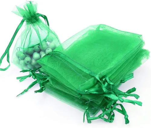 Miniatura 14 de Boshen 100/200 bolsas de organza transparentes para regalos y dulces, bolsas de malla para joyas con cordón al por mayor para detalles de bodas