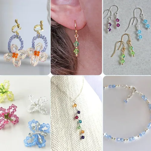 Miniatura 5 de PAXCOO 5600 Piezas de Cuentas de Cristal para Hacer Joyería, Pequeñas Cuentas de Acrílico Facetadas para Manualidades, Cuentas Bicónicas de Gema