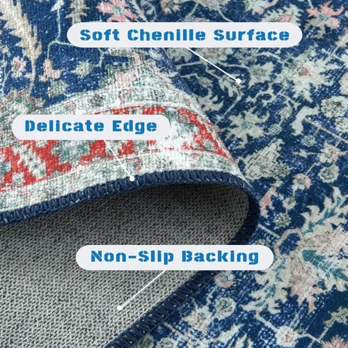Miniatura 4 de COZYLOOM Alfombra vintage de 2 x 6 pies, estilo oriental con estampado floral, envejecida, estética, bohemia, de felpilla, para entrada, pasillo