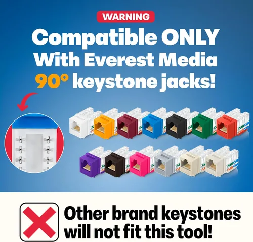 Miniatura 2 de Everest easyJACK - Herramienta Keystone de Terminación Rápida en Ángulo de 90° - Herramienta de Ponchado de Red que Ahorra Tiempo - Para Usar