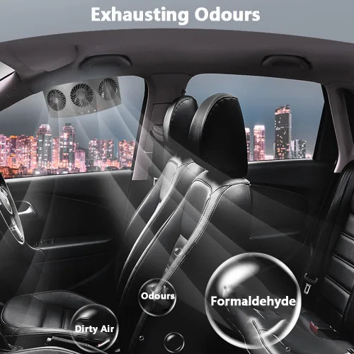 Miniatura 6 de Riloer Ventilador de escape eléctrico para automóvil con 3 salidas de aire, ventilador de refrigeración para radiador de automóvil de montaje