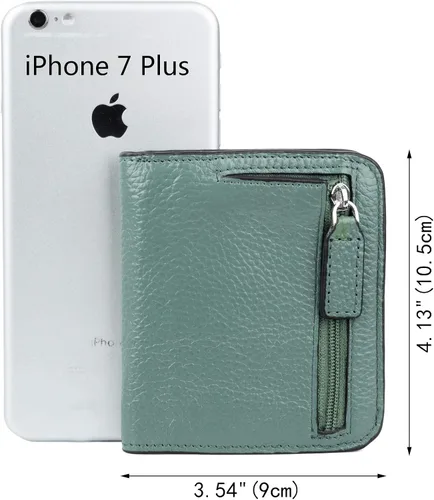 Miniatura 7 de YALUXE - Cartera de piel auténtica con bloqueo RFID para mujer, tamaño pequeño, compacto, con ventana de identificación, S
