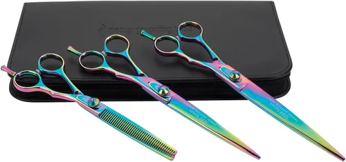 Master Grooming Tools 5200 Rainbow Series - Juego de tijeras de aseo para perros de aseo de alto rendimiento para perros de aseo personal, kit de 3