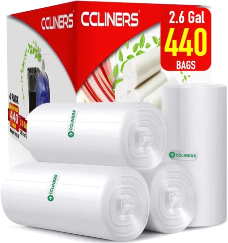 Miniatura 9 de Bolsas de basura pequeñas de 3 galones (440 unidades) para cubos de basura de plástico transparente para baño, se adaptan a contenedores de 2