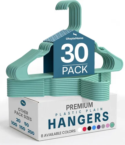 Miniatura 36 de Utopia Home - Perchas de plástico, paquete de 30 unidades, duraderas y fuertes, perfectas para ahorrar espacio, organizar armario con ranuras