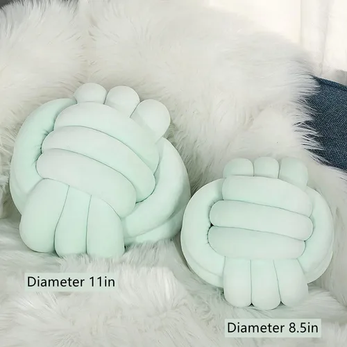 Miniatura 3 de Almohada redonda de nudo para decoración de habitación de niños, juguetes de peluche para aliviar el estrés (menta, 11 pulgadas/11.0 in)