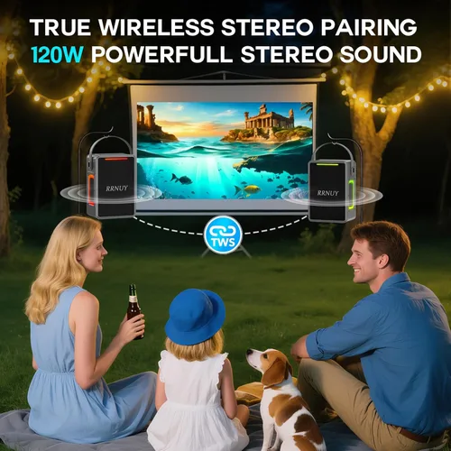 Miniatura 5 de Altavoz Bluetooth portátil de 60 W IPX6 impermeable altavoces inalámbricos con graves profundos, emparejamiento TWS, sonido estéreo DSP, luz LED