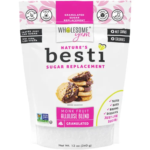Wholesome Yum Besti - Sustituto natural de azúcar, mezcla de edulcorante de fruta de monje granulada cetogénica con alulosa (sin eritritol), sin