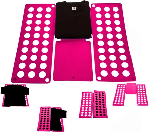 Miniatura 2 de Carpeta de ropa para niños, organizador de carpetas de lavandería súper rápido, tablero plegable superior, ideal para el hogar y viajes, color rosa