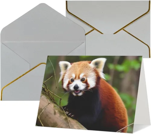 Miniatura 12 de Tarjetas de felicitación con sobres, tarjeta de felicitación con sobres, tarjeta de felicitación de Little Panda rojo en blanco para todas