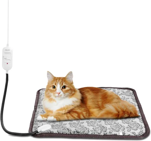 Almohadilla térmica para gatos, almohadilla térmica impermeable de 17.7 x 17.7 pulgadas, cama climatizada para gatos, manta de calentamiento de
